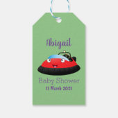 かわいい赤いホバークラフトの漫画 ギフトタグ (裏面)