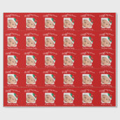 かわいい赤いホワイトグリーンクリスマスラッピング紙 ラッピングペーパー (フラット)