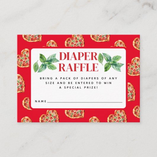 かわいい赤いホワイトスライスベビーおむつラッフル エンクロージャーカード (正面)
