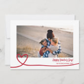 かわいい赤いホワイトラインハート写真バレンタインデー シーズンカード (正面)
