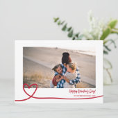 かわいい赤いホワイトラインハート写真バレンタインデー シーズンカード (スタンド正面)