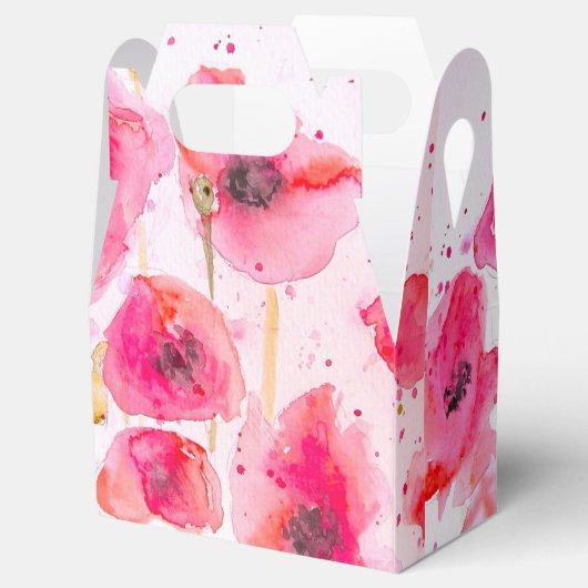 かわいい赤いポピー花のウェディングケーキお土産箱 フェイバーボックス (オープン)