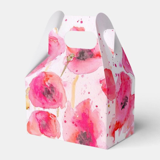 かわいい赤いポピー花のウェディングケーキお土産箱 フェイバーボックス (正面サイド)