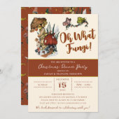 かわいい赤いメリームスルームクリスマスホリデーパーティー 招待状 (正面/裏面)