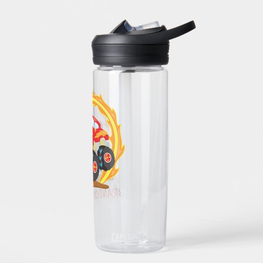 かわいい赤いモンスタートラックキッズ ウォーターボトル (左面)