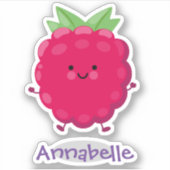 かわいい赤いラズベリー漫画イラストレーション シール (正面)