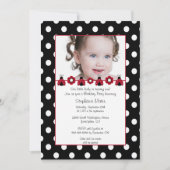 かわいい赤いラディバグ写真の誕生日パーティーの招待 招待状 (正面)