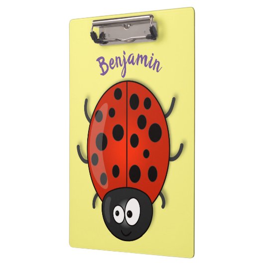 かわいい赤いラディバグ漫画イラストレーション クリップボード (左)