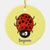 かわいい赤いラディバグ漫画イラストレーション セラミックオーナメント (正面)