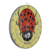 かわいい赤いラディバグ漫画イラストレーション ダーツボード (正面左)