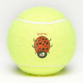 かわいい赤いラディバグ漫画イラストレーション テニスボール (裏面)