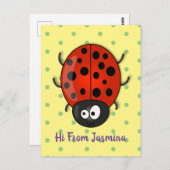 かわいい赤いラディバグ漫画イラストレーション ポストカード (正面/裏面)