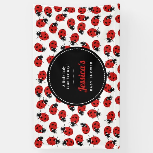 かわいい赤いラディバグ赤ちゃんシャワー女の子 横断幕 (縦)