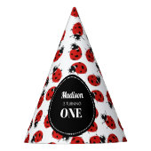 かわいい赤いラディバグ1st誕生日パーティー パーティーハット (正面)