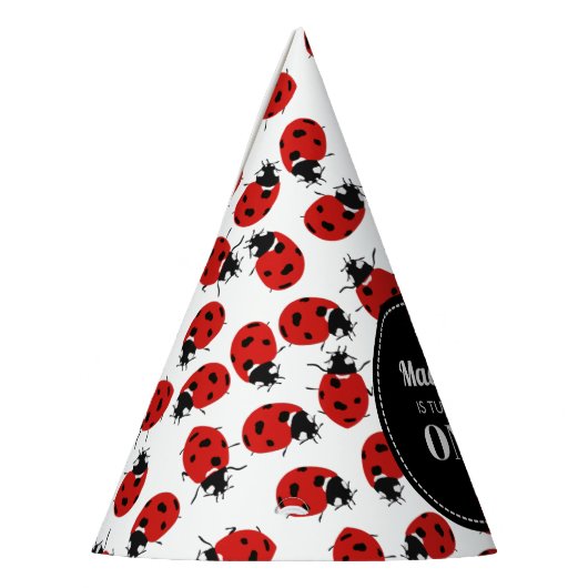 かわいい赤いラディバグ1st誕生日パーティー パーティーハット (左)