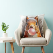 かわいい赤いリスがバブルガムを吹く ユニークなデザイン クッション (椅子)