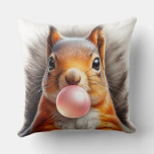 かわいい赤いリスがバブルガムを吹く ユニークなデザイン クッション (裏面)