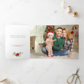 かわいい赤いリボンと弓1写真 三つ折りカード (内部)