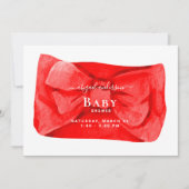 かわいい赤いリボンのベビーシャワー招待状 招待状 (正面)