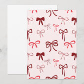 かわいい赤いリボンの招待状 招待状 (正面/裏面)