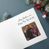 かわいい赤いリボン&サンタクロース、シンプルな写真のクリスマス カード