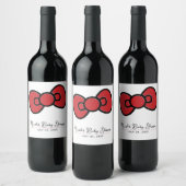 かわいい赤いリボン ファンシー ベビーシャワー ワインラベル (ボトル)
