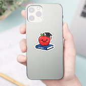 かわいい赤いリンゴの卒業キャップ姿がスマート シール (スマートフォン)