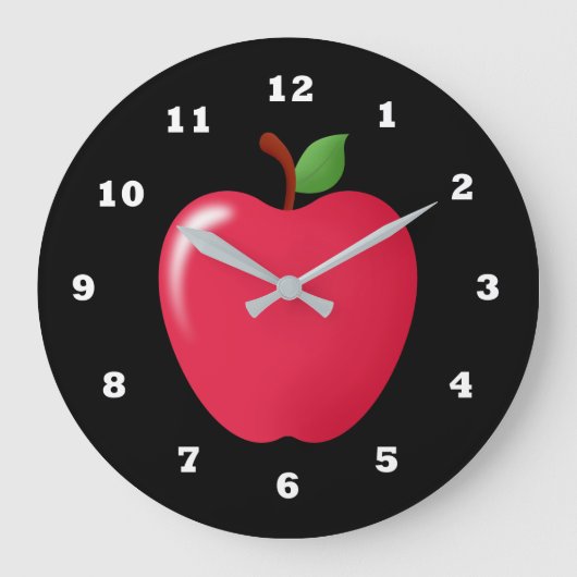 かわいい赤いリンゴの果実の家庭用台所のデコー時計 ラージ壁時計 (正面)