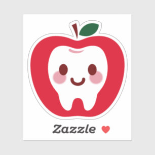 かわいい赤いリンゴの歯のキャラクター シール