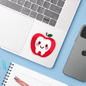 かわいい赤いリンゴの歯のキャラクター シール (ノートパソコンとiPhone)