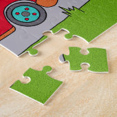 かわいい赤いレーシングカーの子どもパズルの名前 ジグソーパズル (側面)