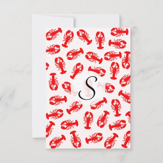 かわいい赤いロブスターの動物柄 招待状 (裏面)