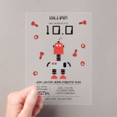かわいい赤いロボットテーマキッズロボット誕生日パーティー アクリル招待状 (インサイチュ (ポータブル))