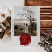 かわいい赤いワックスシール写真 ミニマルなSave The Date セーブザデート