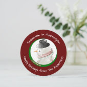 かわいい赤い丸いノルウェーの雪だるま シーズンカード (スタンド正面)