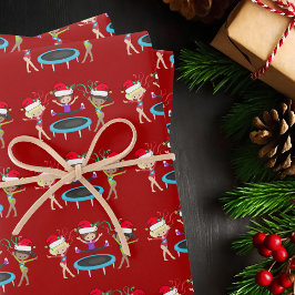 かわいい赤い体操クリスマス体操女子 ラッピングペーパーシート