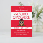 かわいい赤い児童書スタイル就学前 招待状 (スタンド正面)