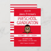 かわいい赤い児童書スタイル就学前 招待状 (正面/裏面)
