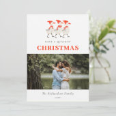 かわいい赤い冬のクッキングクリスマスダックスの写真 シーズンカード (スタンド正面)