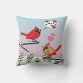 かわいい赤い北深紅色冬の風景を愛する クッション (裏面)