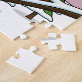 かわいい赤い北深紅色冬の風景を愛する ジグソーパズル (側面)