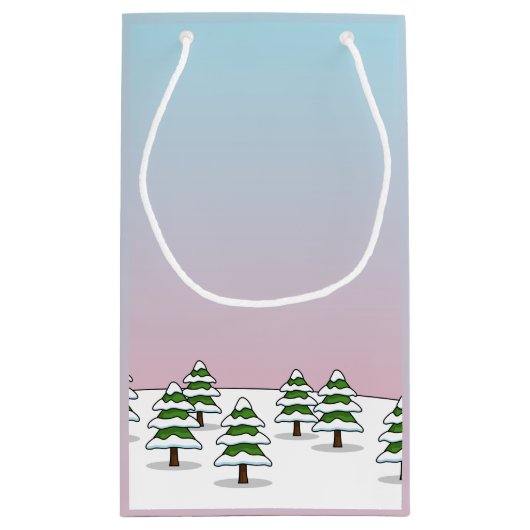 かわいい赤い北深紅色冬の風景を愛する スモールペーパーバッグ (裏面)