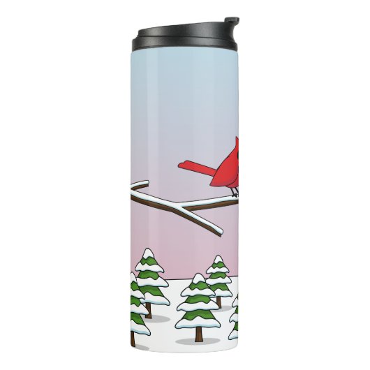 かわいい赤い北深紅色冬の風景を愛する タンブラー (回転左)