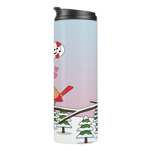 かわいい赤い北深紅色冬の風景を愛する タンブラー (回転右)