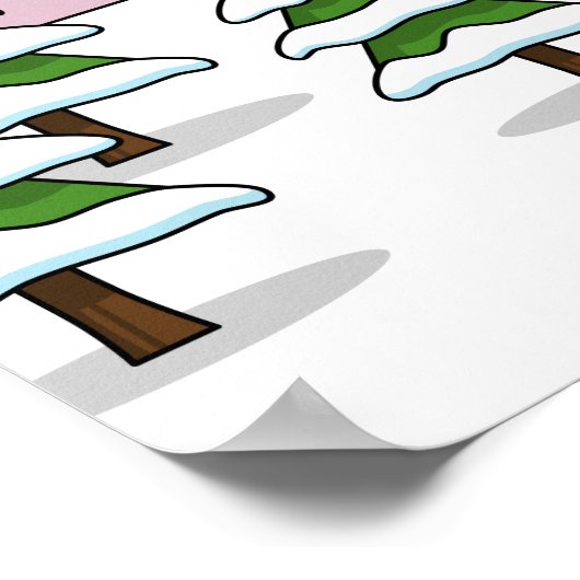 かわいい赤い北深紅色冬の風景を愛する ポスター (角)