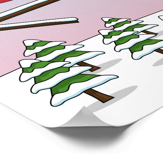 かわいい赤い北深紅色冬の風景を愛する ポスター (角)