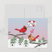 かわいい赤い北深紅色冬の風景を愛する ポストカード (正面/裏面)