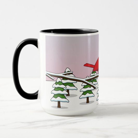 かわいい赤い北深紅色冬の風景を愛する マグカップ (左)