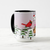 かわいい赤い北深紅色冬の風景を愛する マグカップ (正面左)