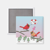 かわいい赤い北深紅色冬の風景を愛する マグネット (正面/裏面)